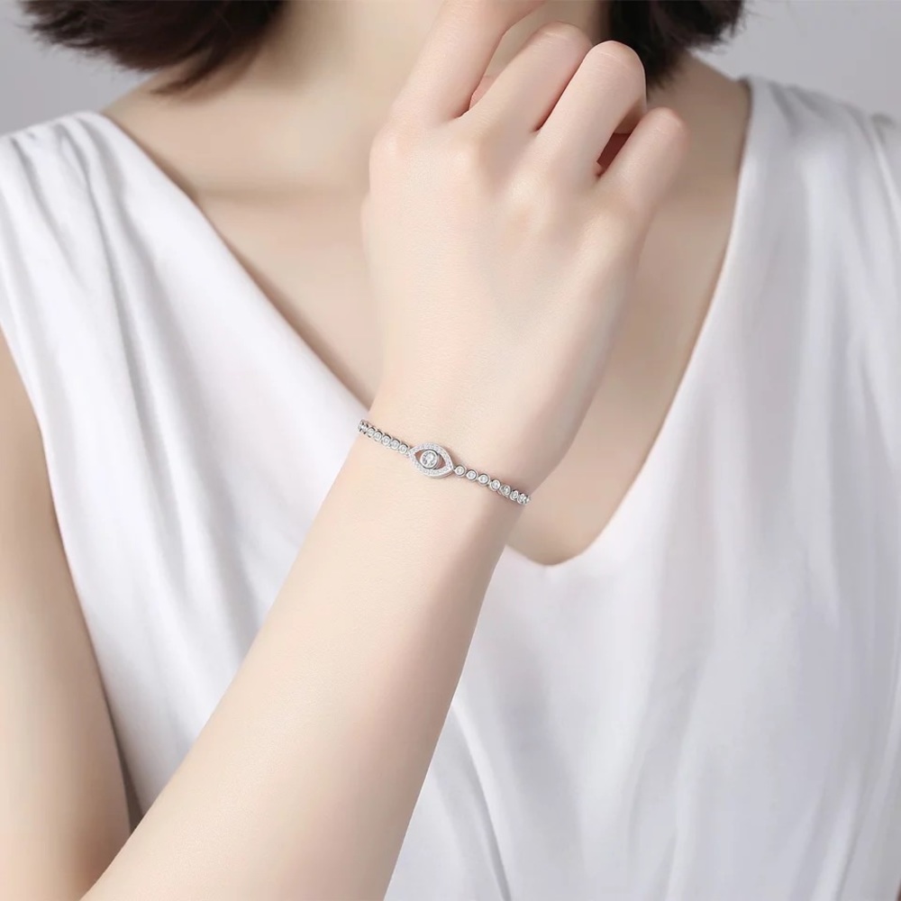 Sterling Silver Cubic Zircon Adjustable Bracelet